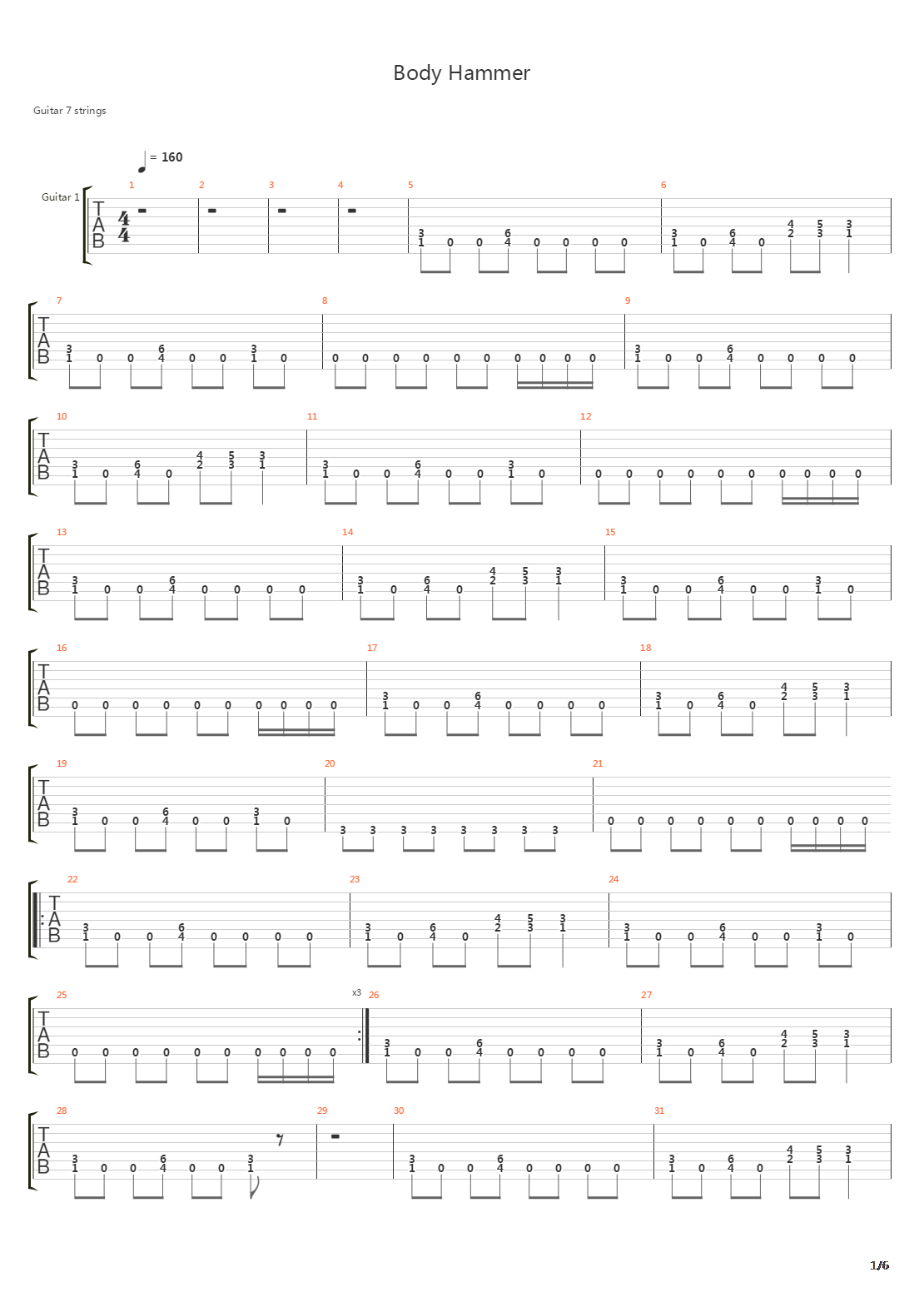 Body Hammer吉他谱