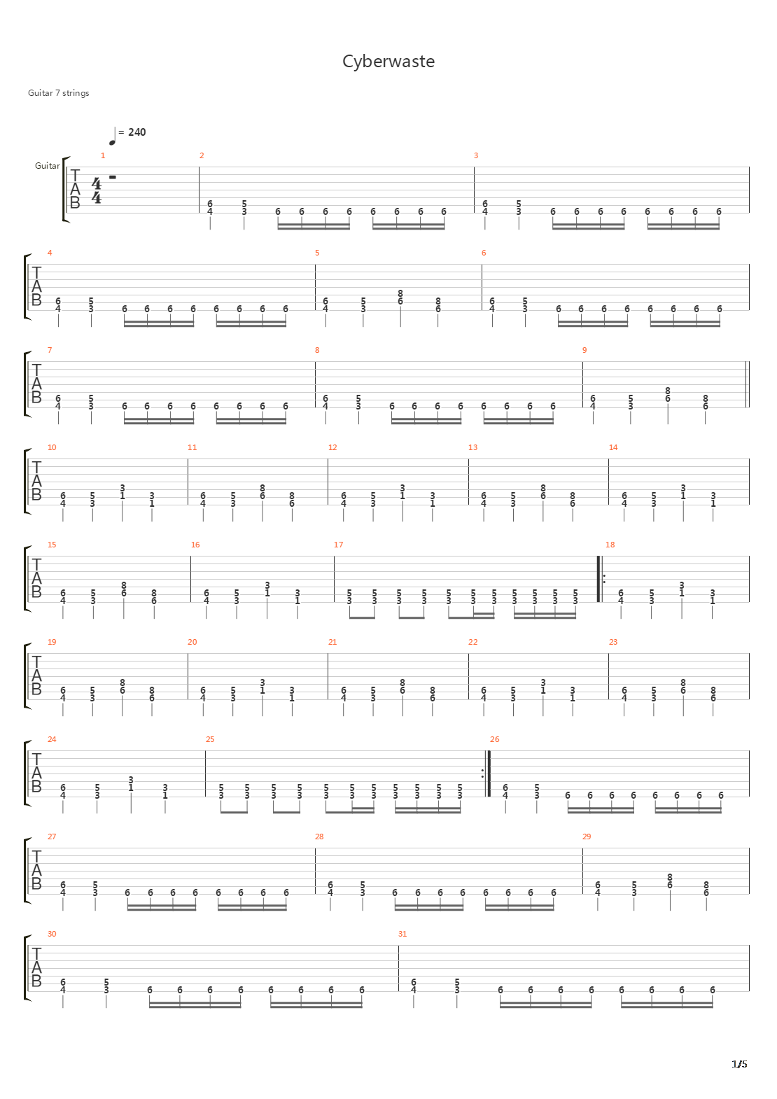 Cyberwaste吉他谱