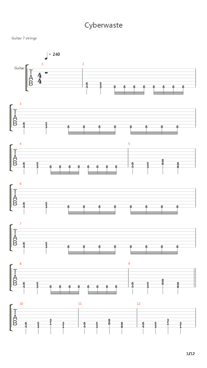 Cyberwaste吉他谱