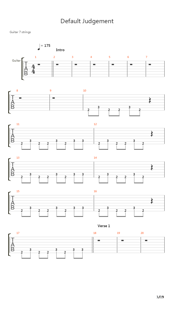 Default Judgement吉他谱