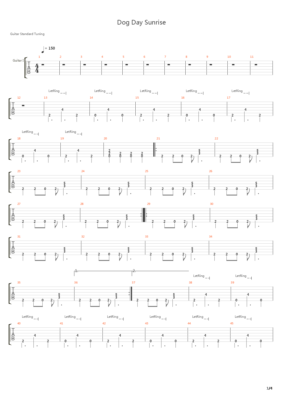 Dog Day Sunrise吉他谱