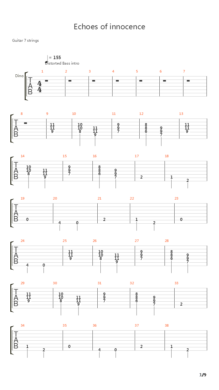 Echoes Of Innocence吉他谱