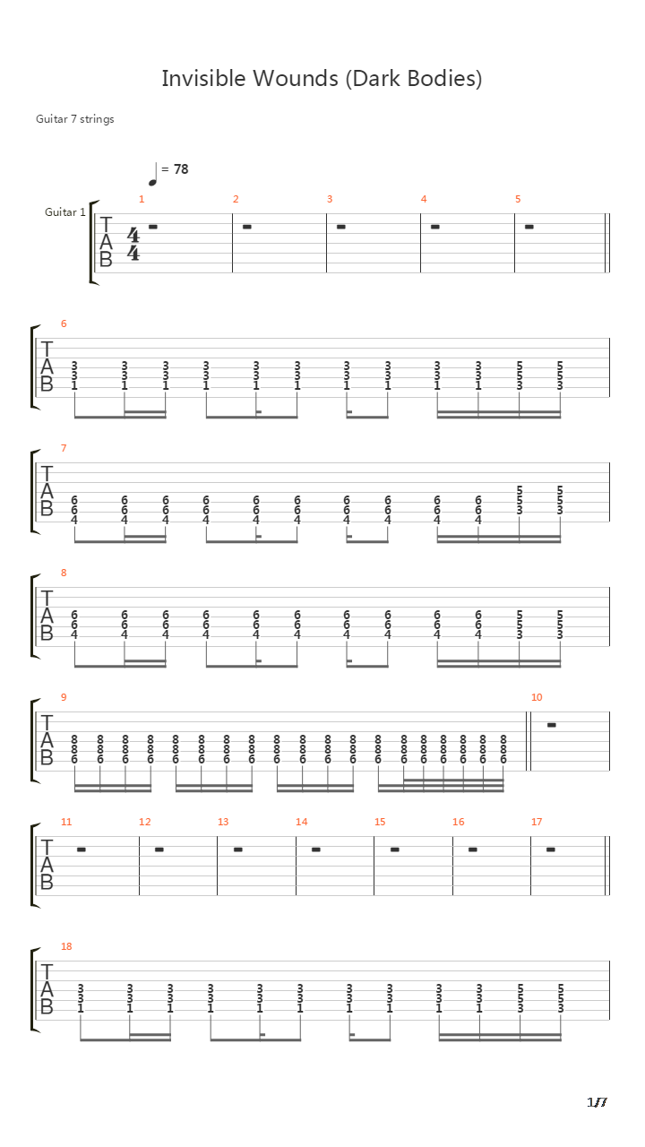 Invisible Wounds Dark Bodies吉他谱