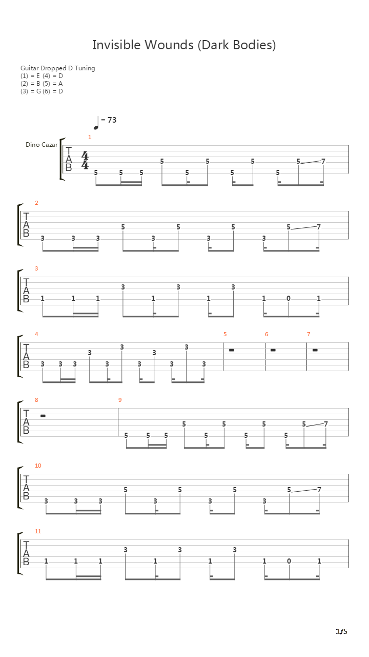 Invisible Wounds Dark Bodies吉他谱