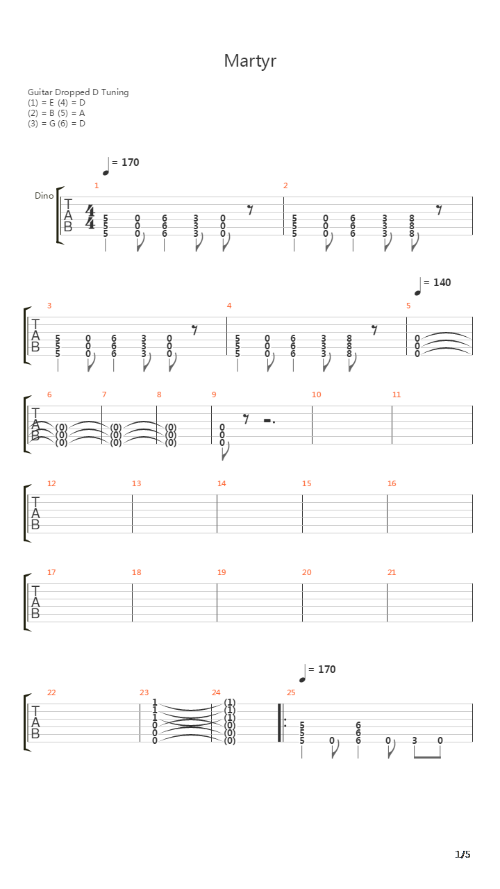 Martyr吉他谱