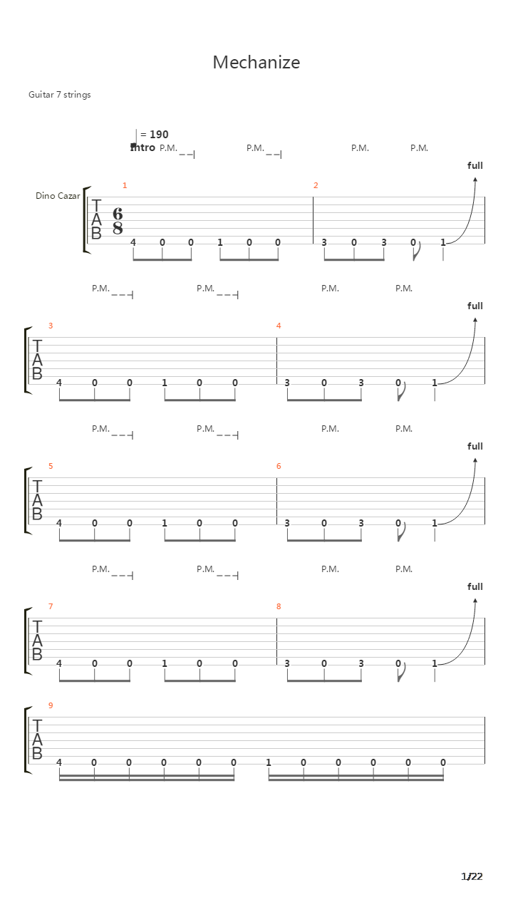 Mechanize吉他谱