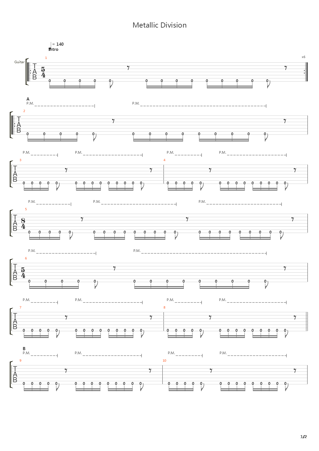 Metallic Division吉他谱