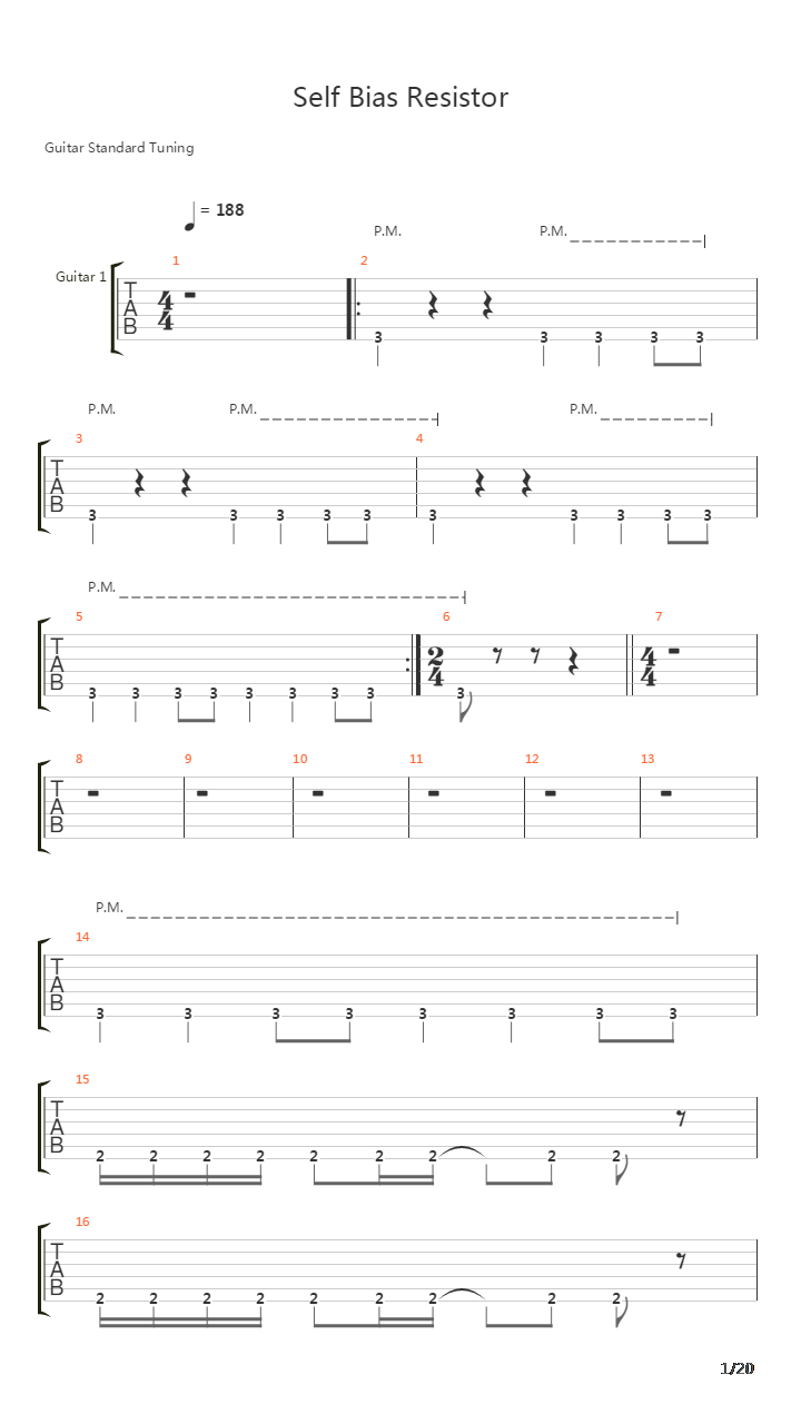 Self Bias Resistor吉他谱