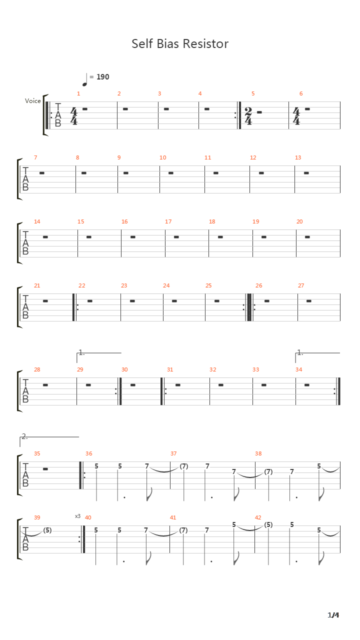 Self Bias Resistor吉他谱