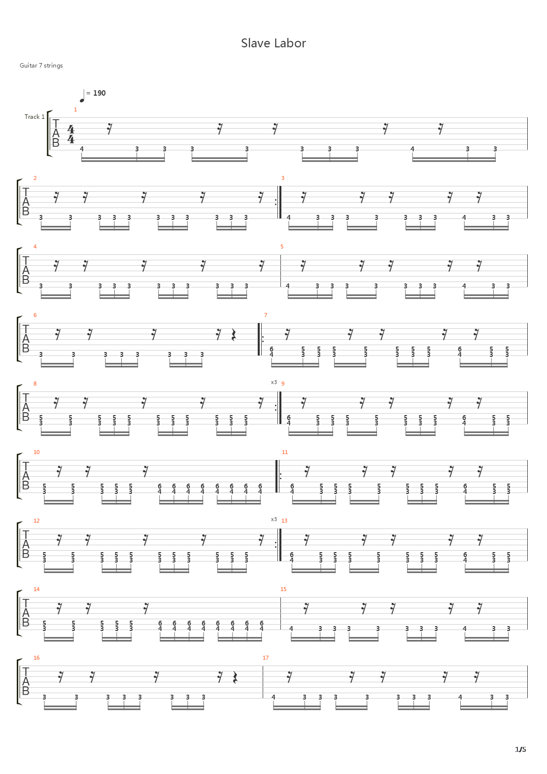 Slave Labor吉他谱