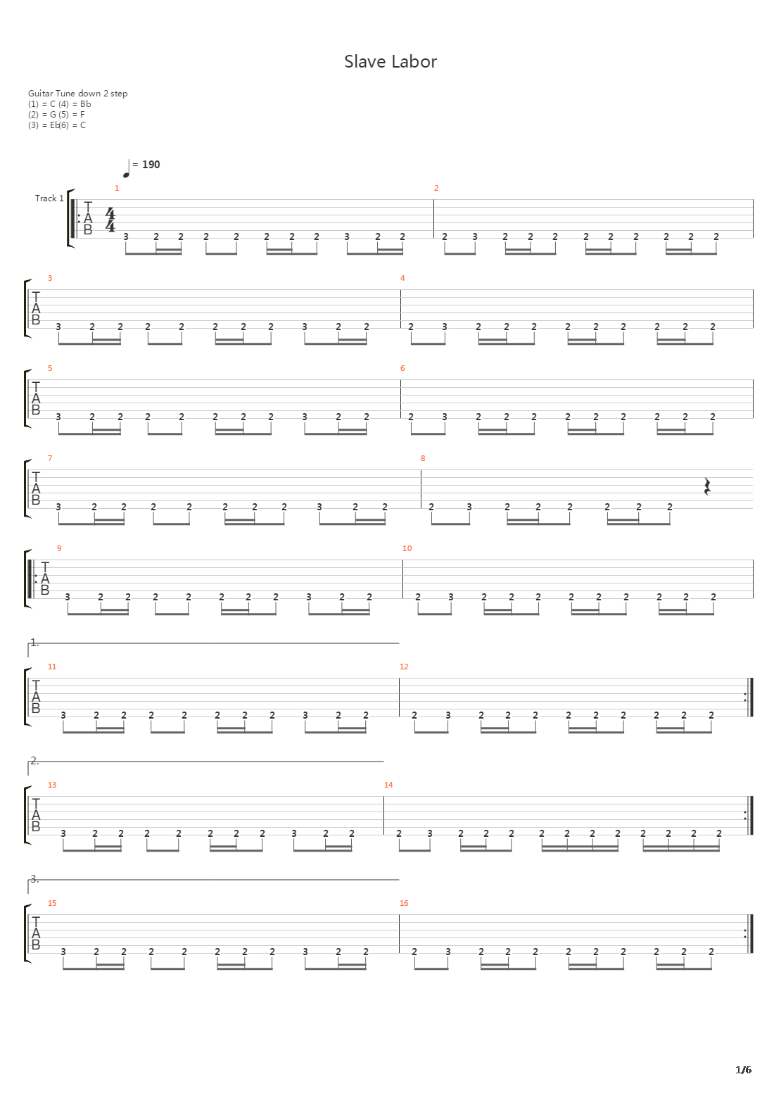 Slave Labor吉他谱
