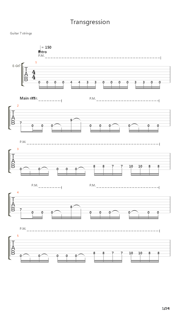 Transgression吉他谱