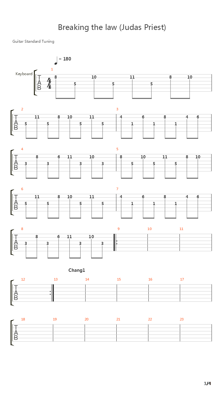 Breaking The Law吉他谱