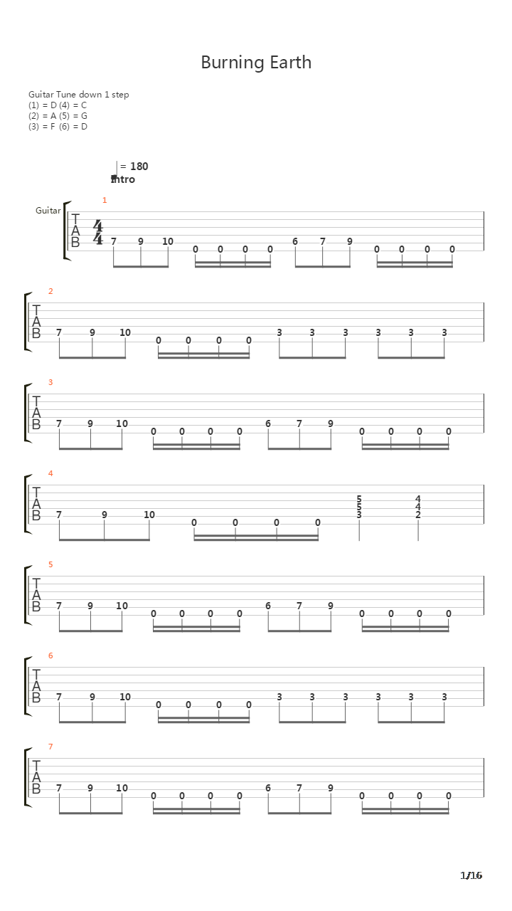 Burning Earth吉他谱