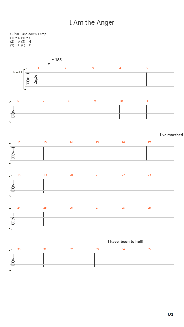 I Am The Anger吉他谱