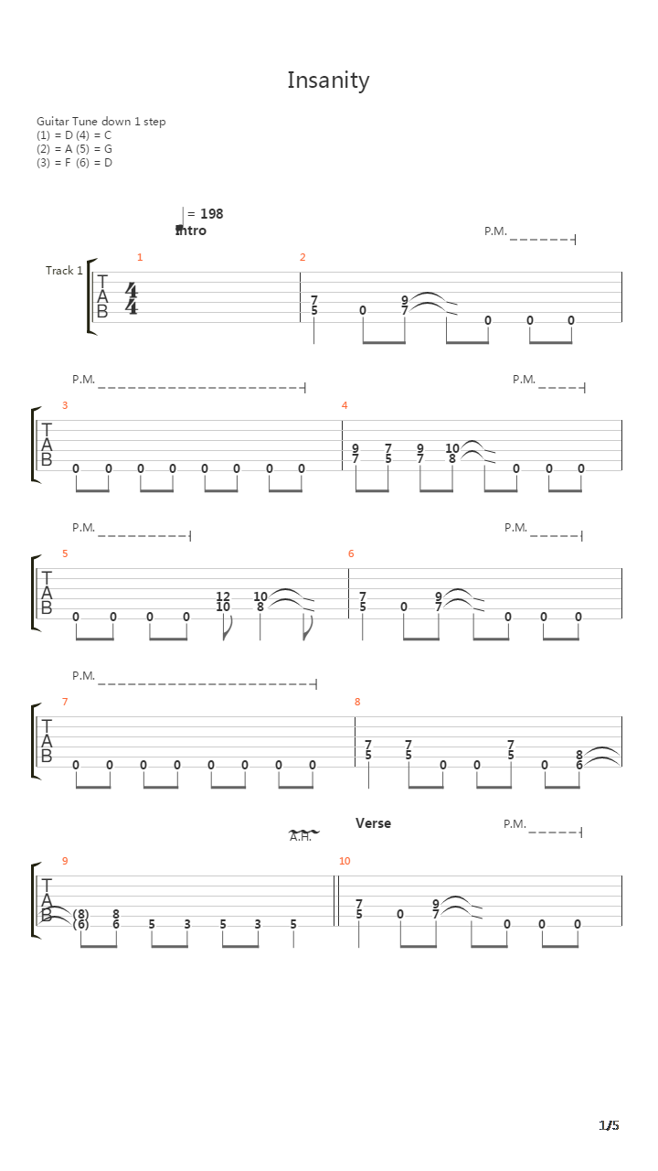 Insanity吉他谱