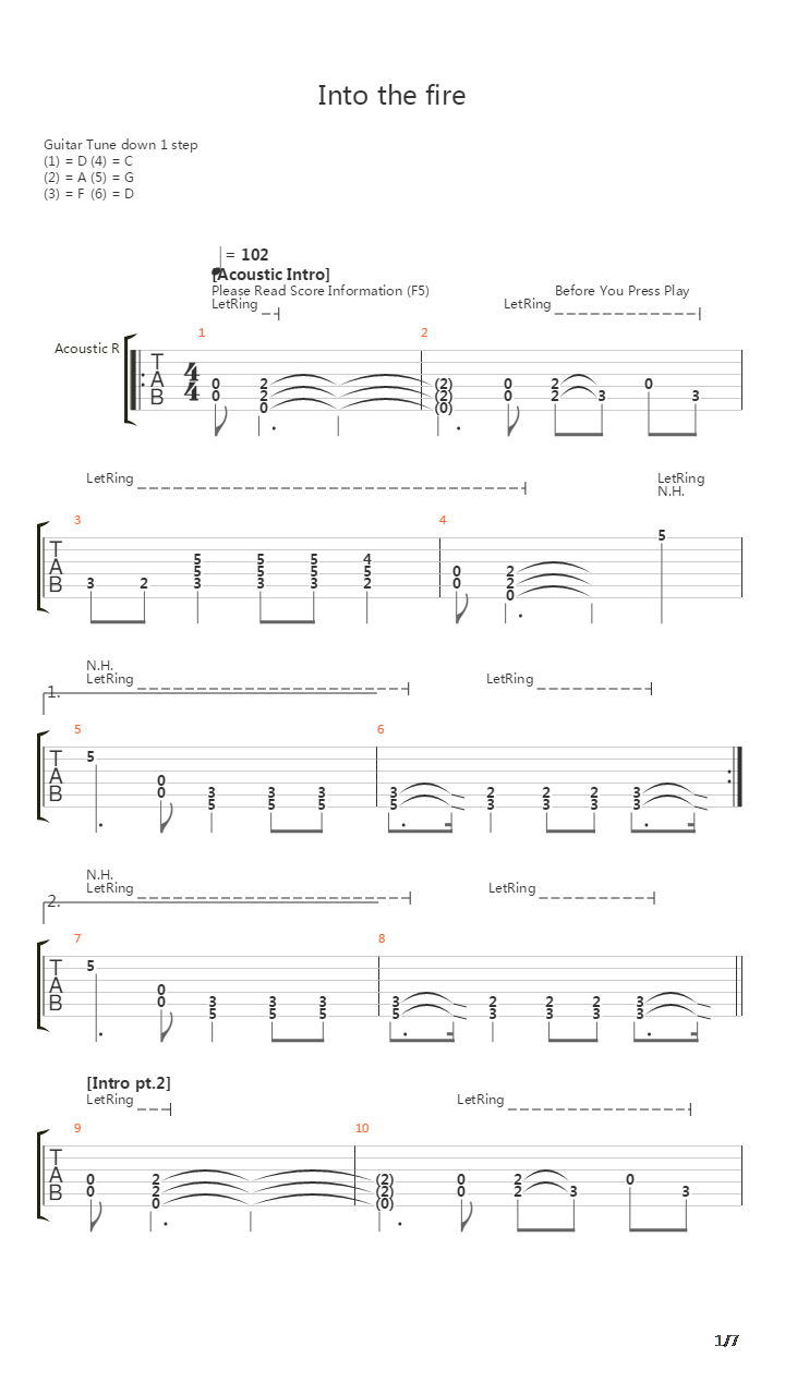 Into The Fire吉他谱