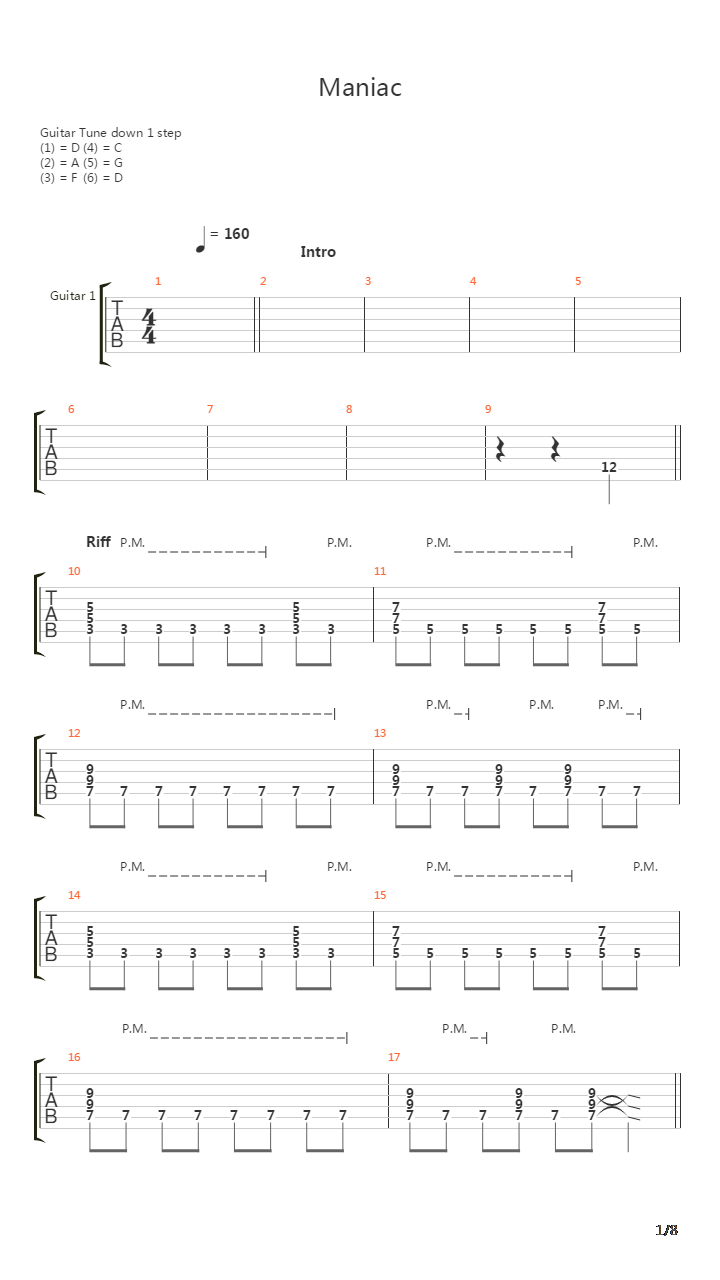 Maniac吉他谱