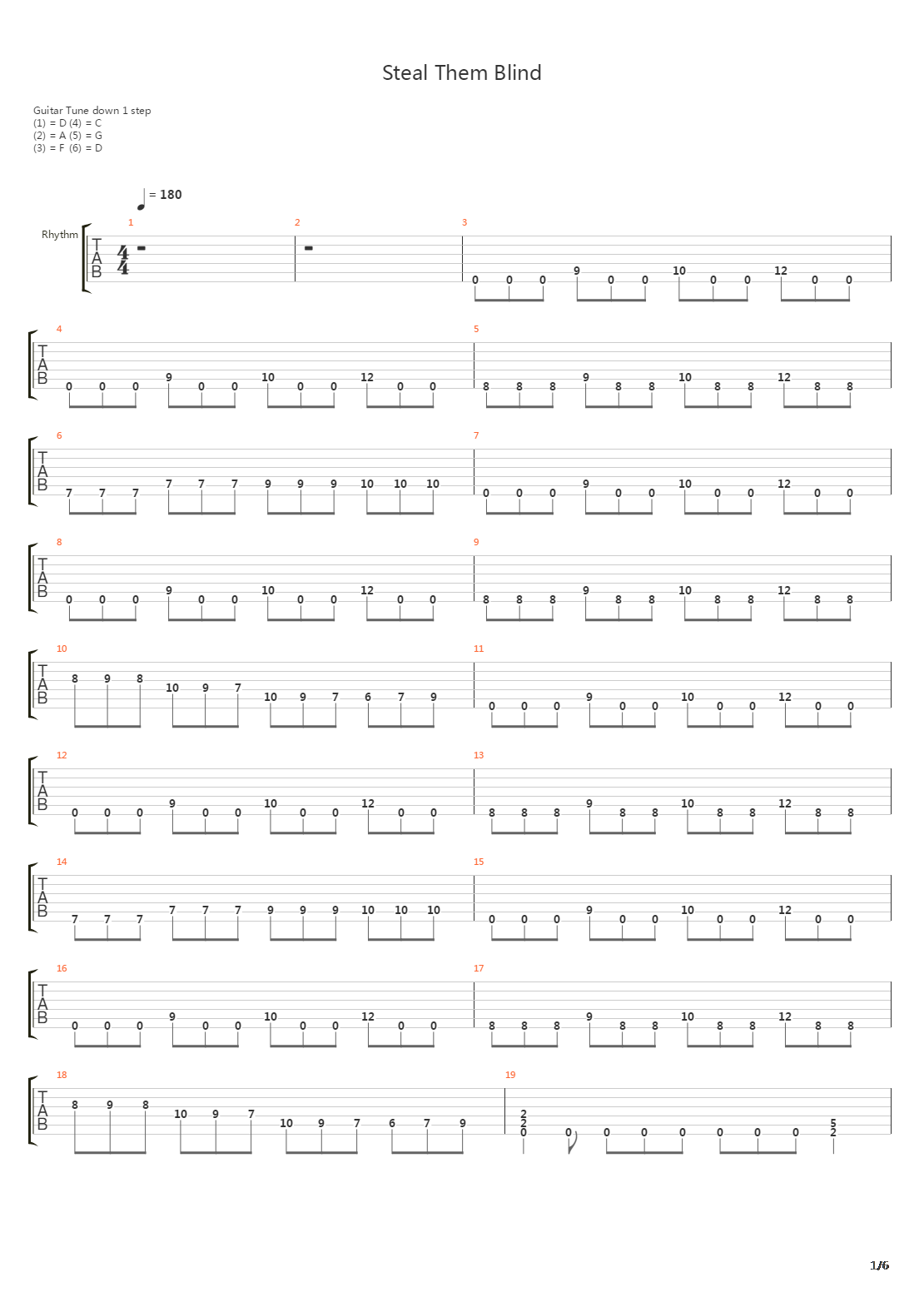 Steal Them Blind吉他谱
