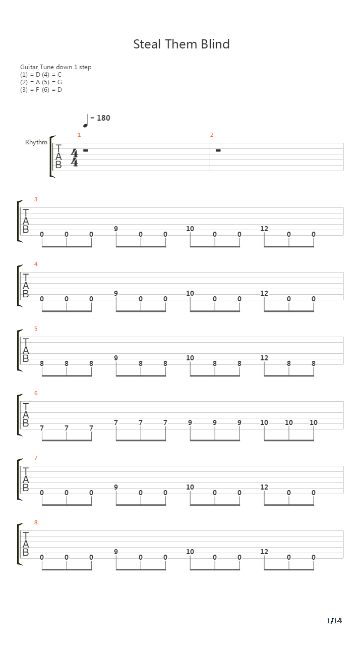 Steal Them Blind吉他谱