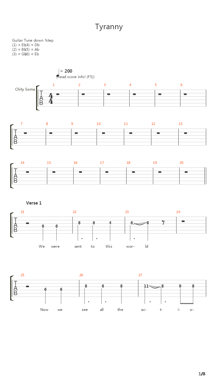 Tyranny吉他谱
