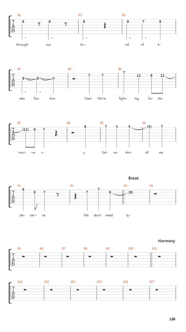 Tyranny吉他谱