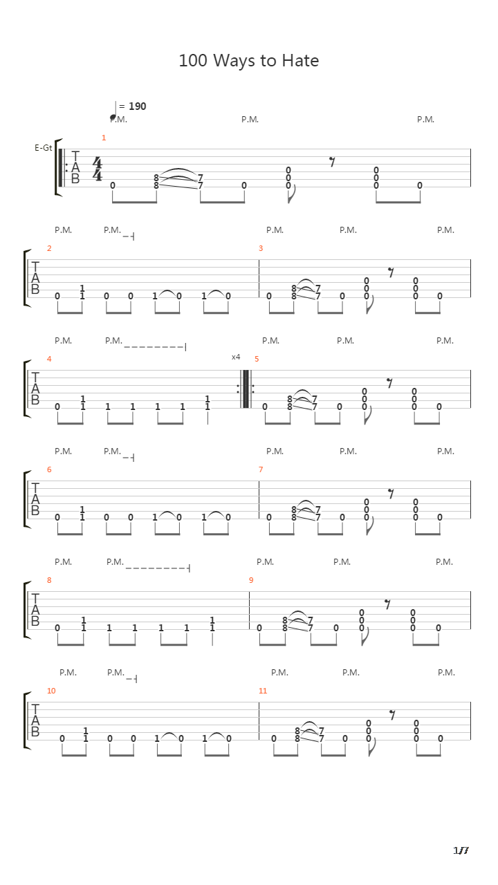 100 Ways To Hate吉他谱