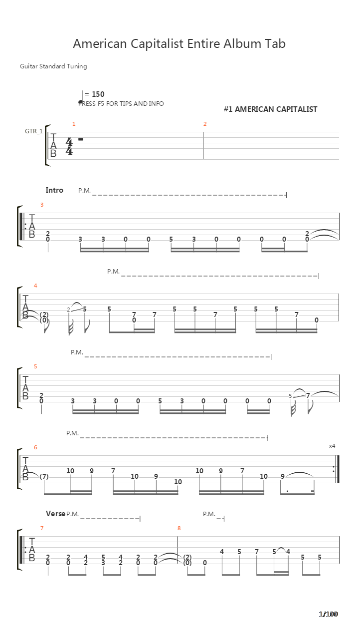 American Capitalist吉他谱