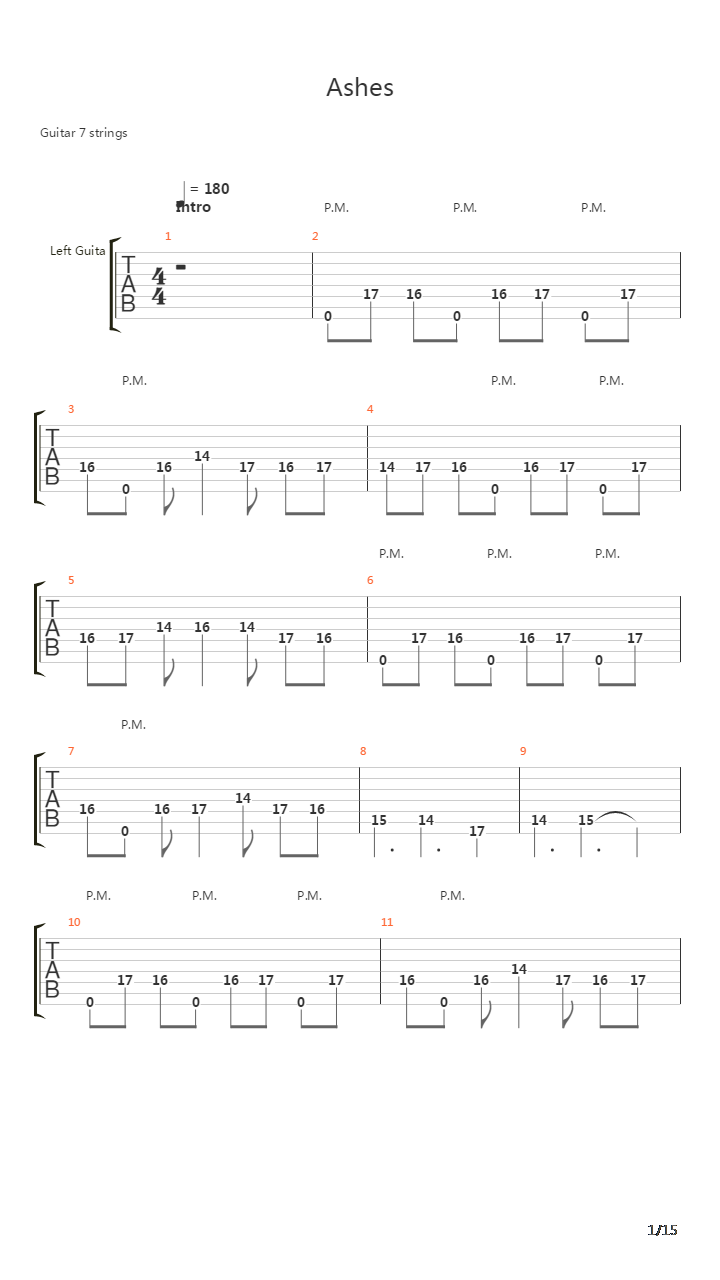 Ashes吉他谱