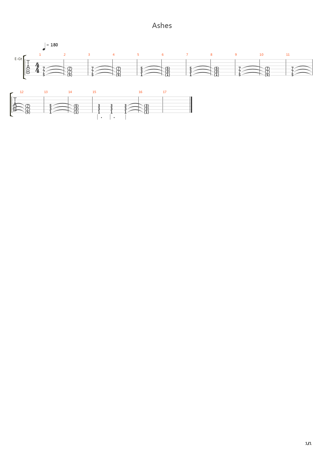 Ashes吉他谱