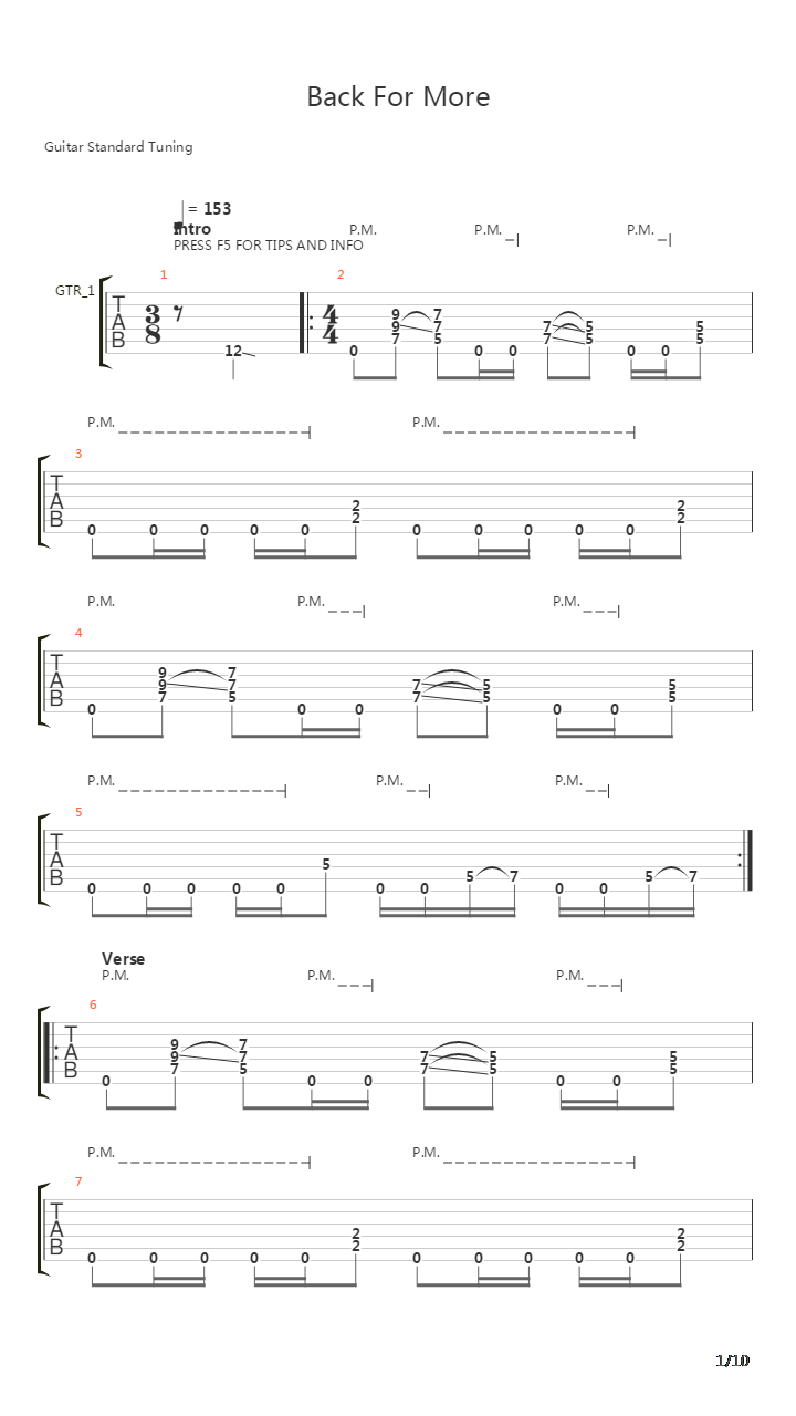 Back For More吉他谱