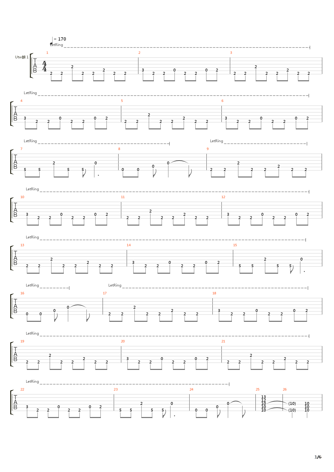 Coming Down吉他谱