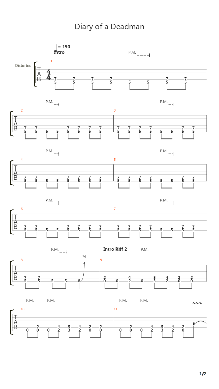 Diary Of A Deadman吉他谱