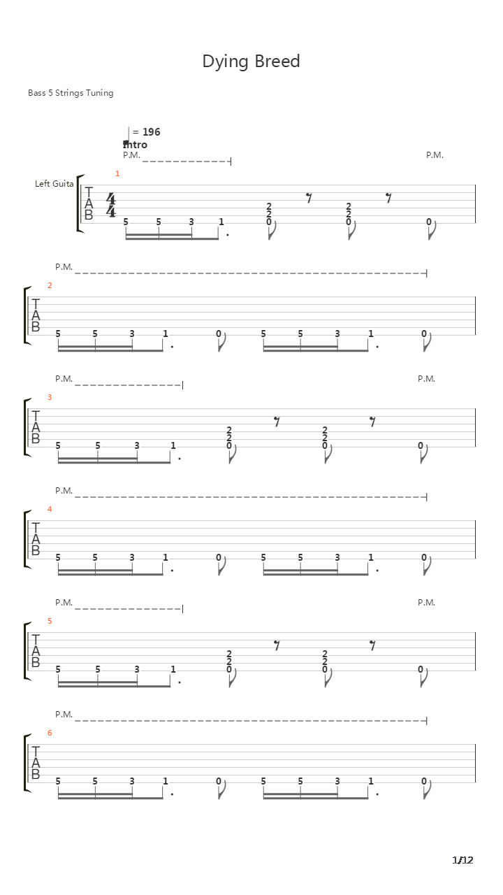 Dying Breed吉他谱