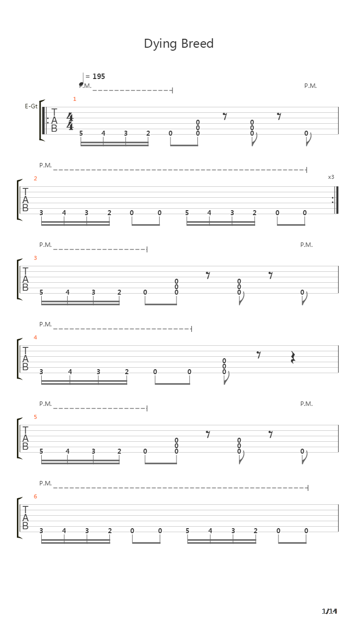 Dying Breed吉他谱