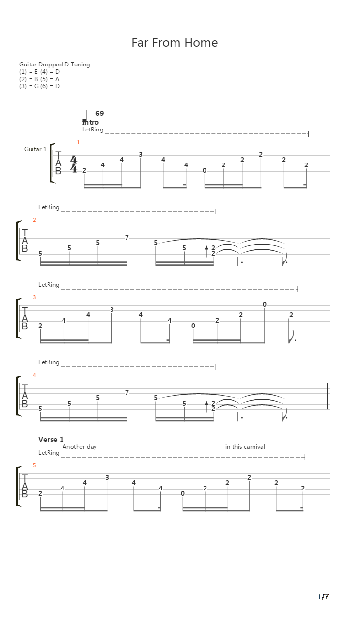 Far From Home吉他谱