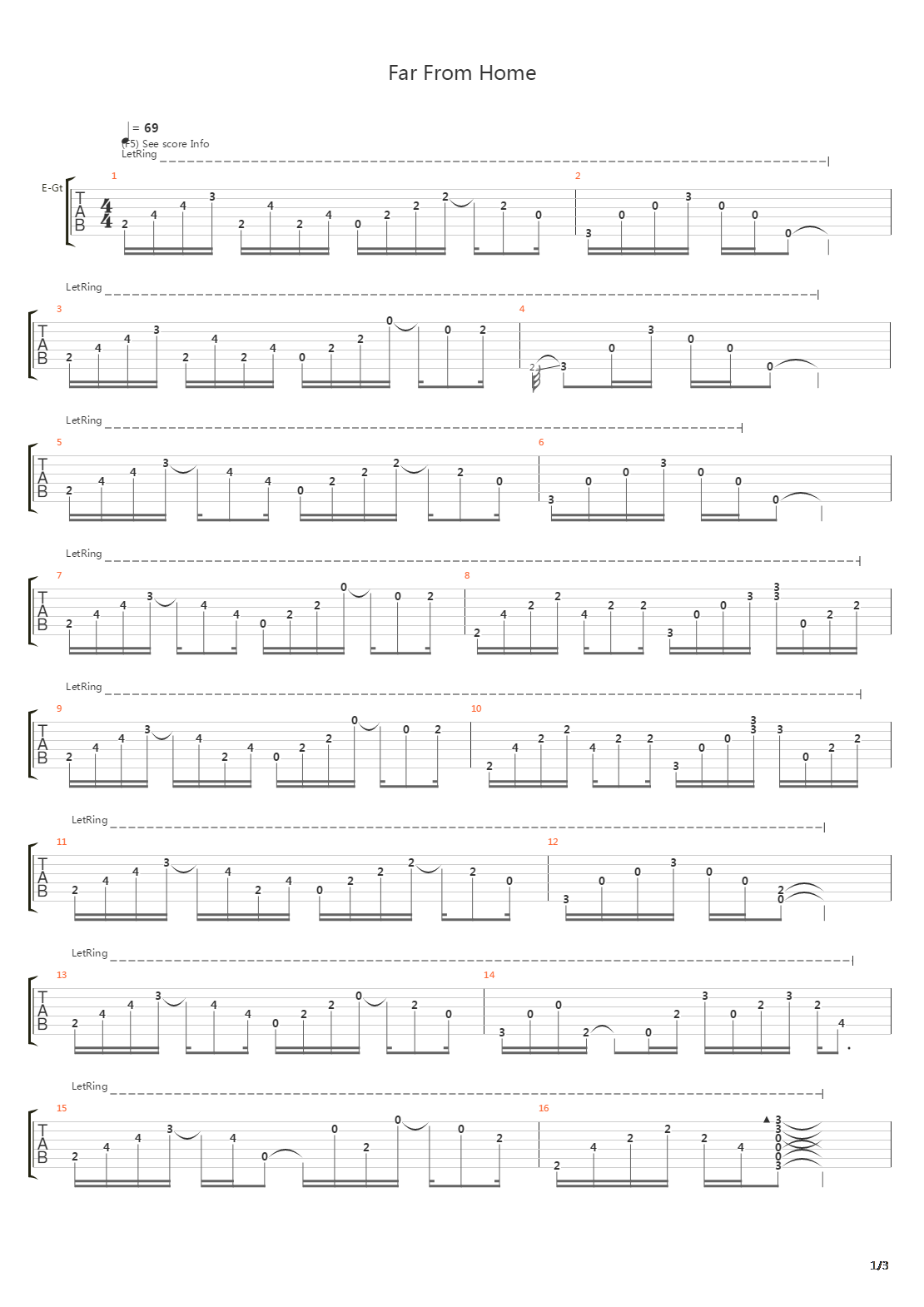 Far From Home吉他谱