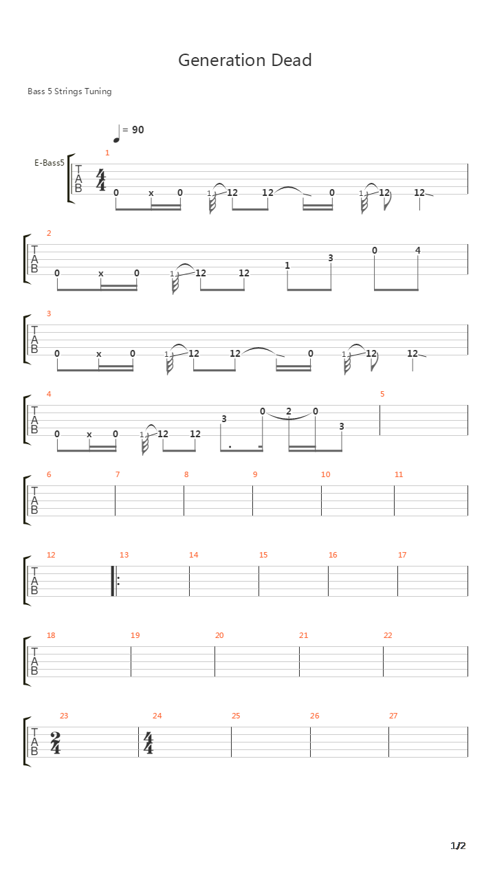 Generation Dead吉他谱