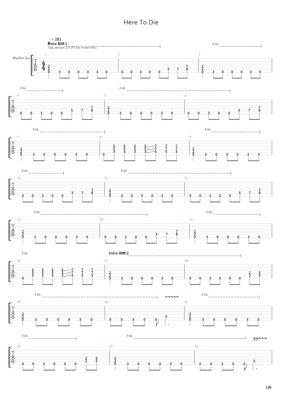Here To Die吉他谱