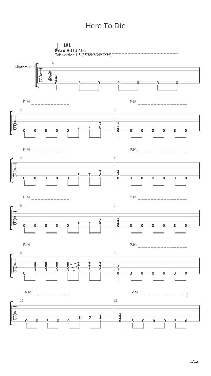 Here To Die吉他谱