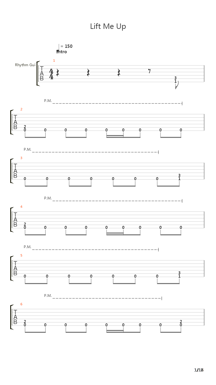 Lift Me Up吉他谱
