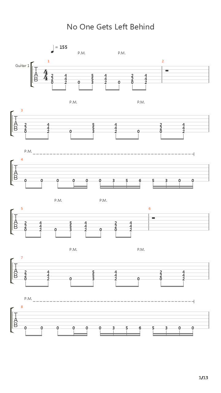 No One Gets Left Behind吉他谱