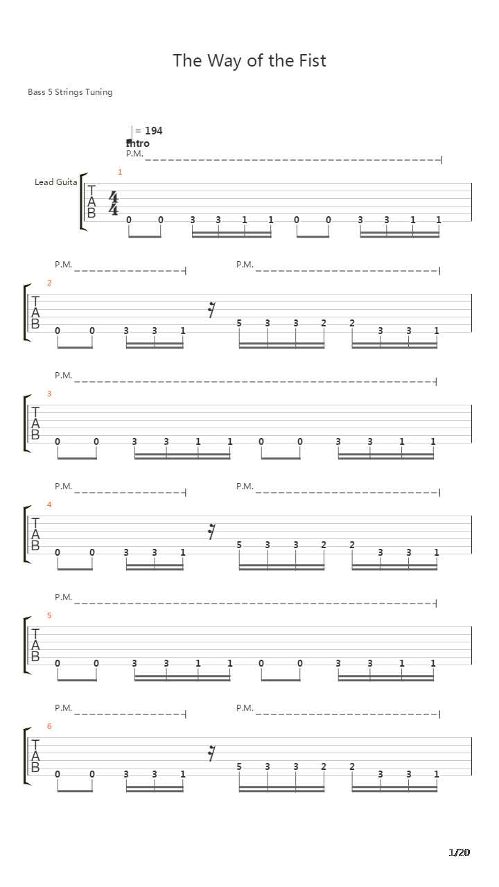 The Way Of The Fist吉他谱