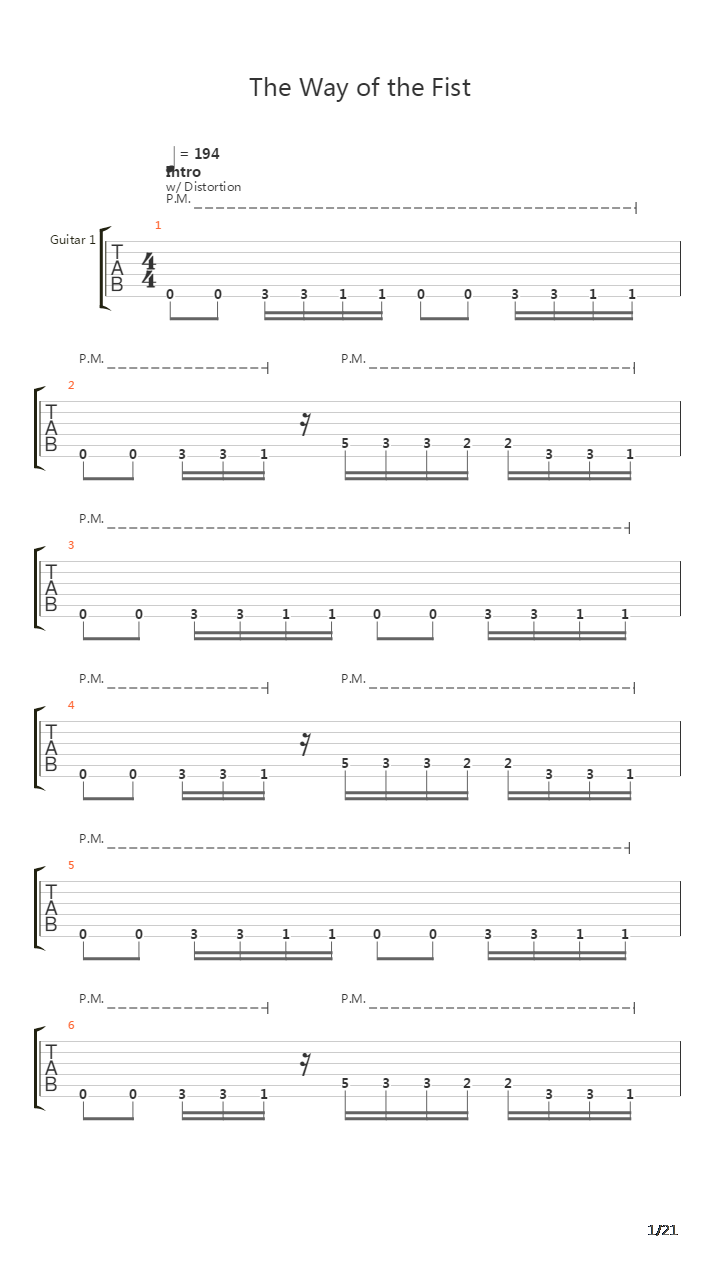 The Way Of The Fist吉他谱