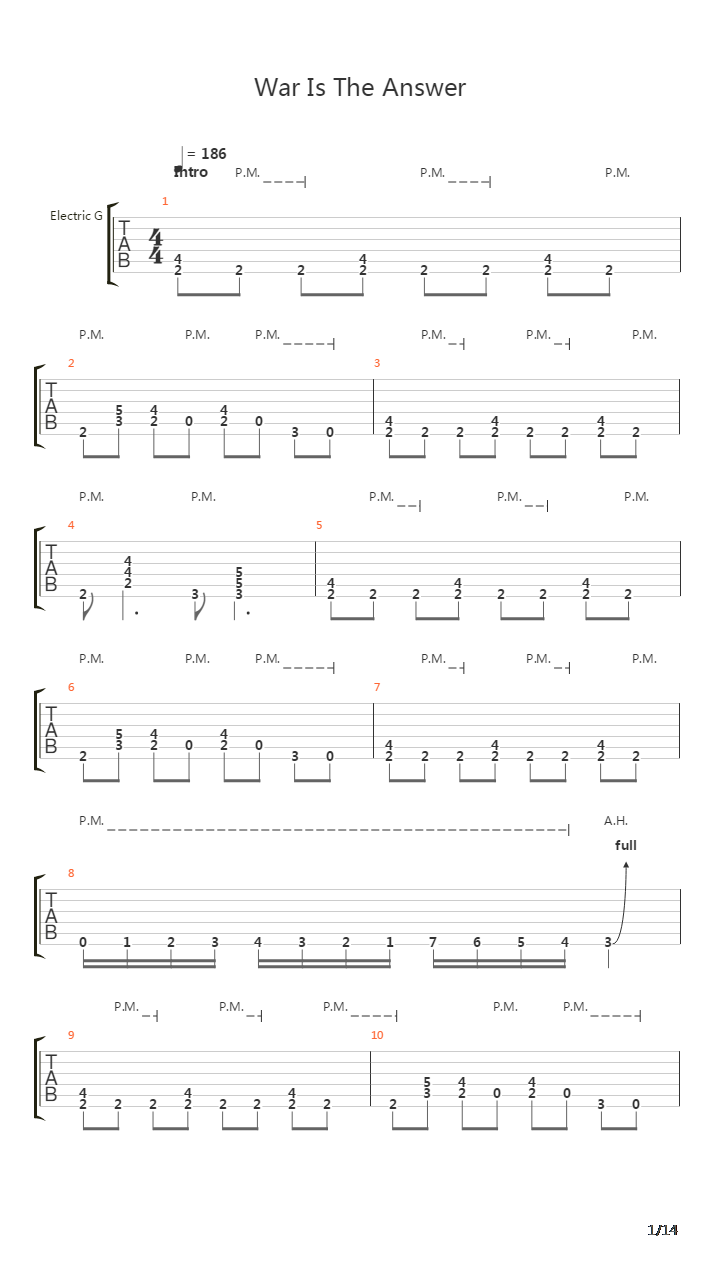 War Is The Answer吉他谱
