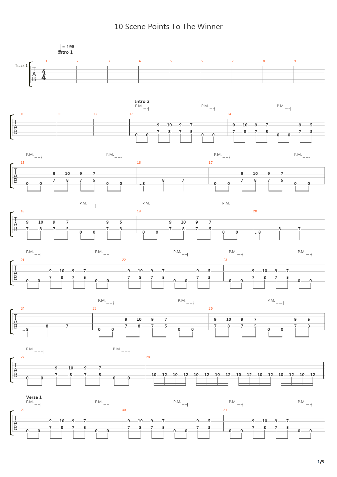 10 Scene Points To The Winner吉他谱