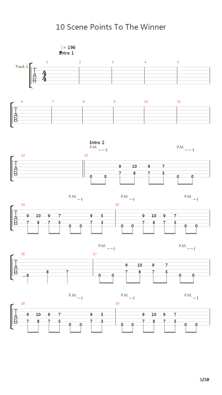10 Scene Points To The Winner吉他谱