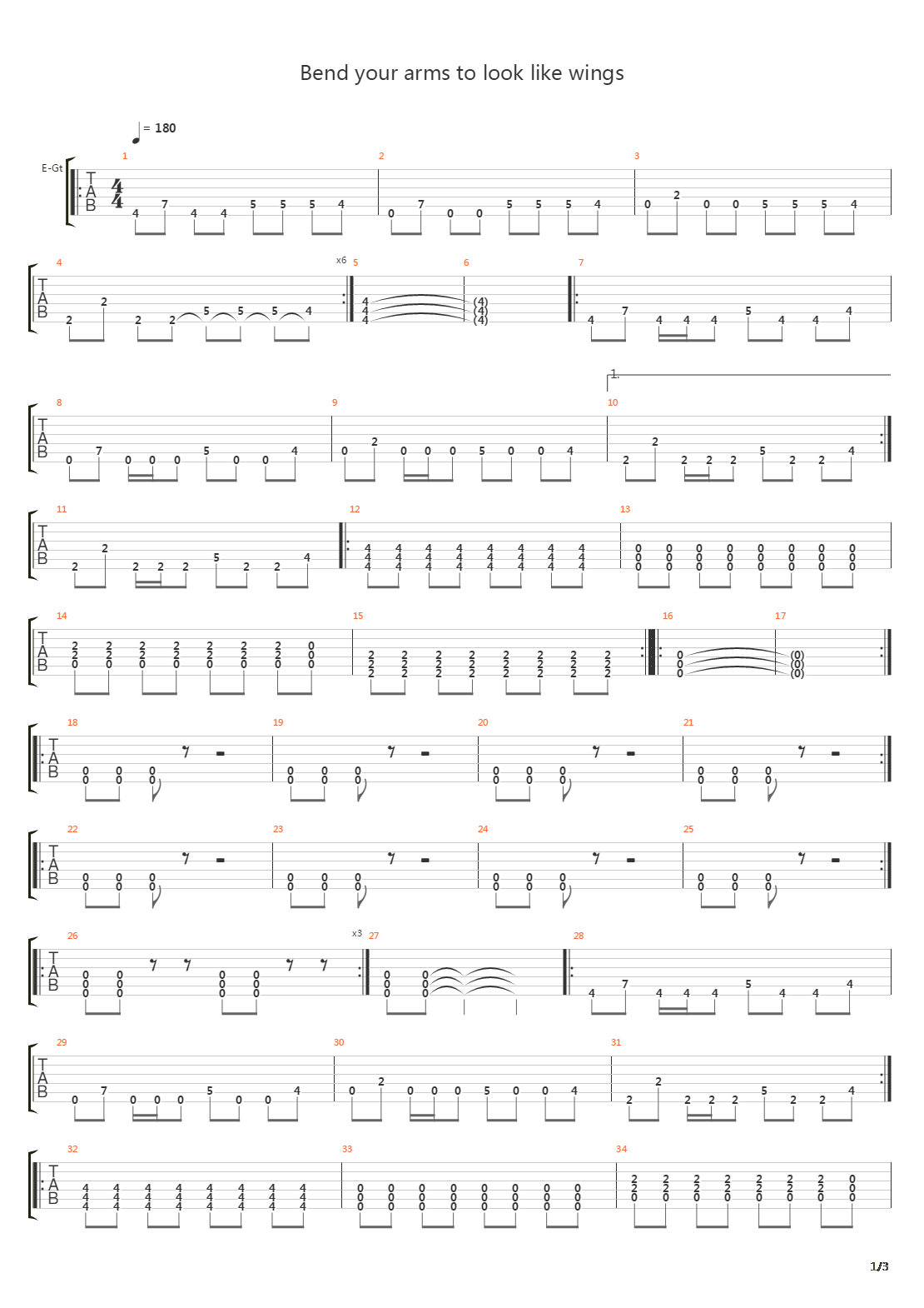 Bend Your Arms To Look Like Wings吉他谱
