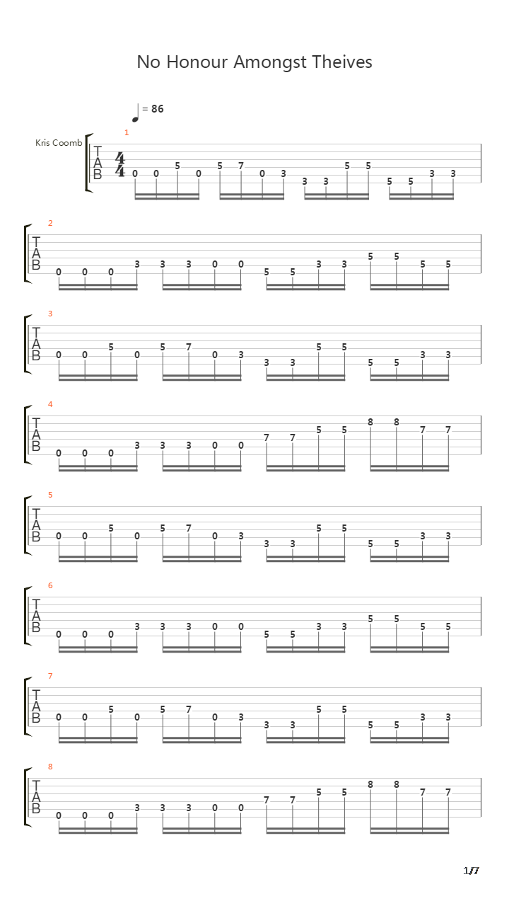 No Honour Among Thieves吉他谱