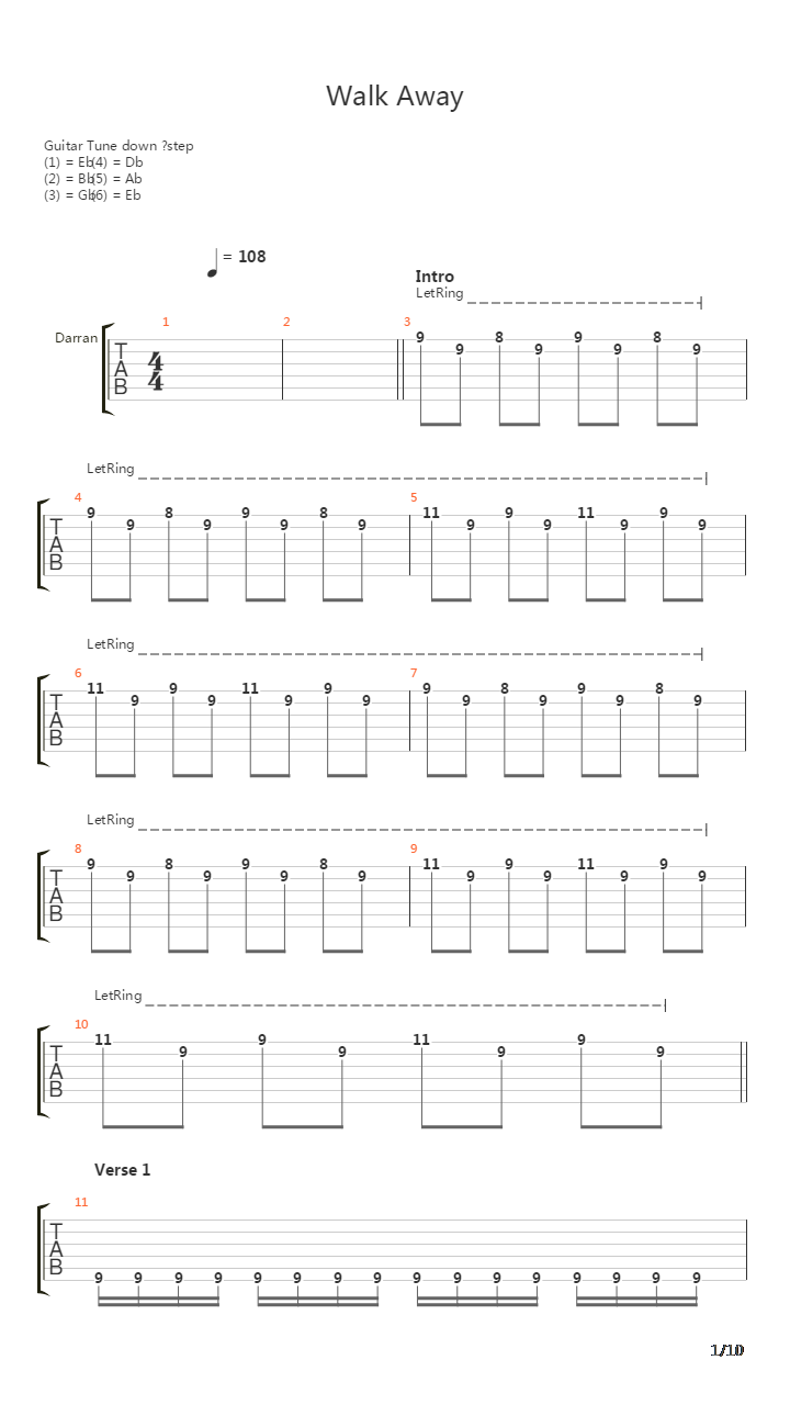 Walk Away吉他谱